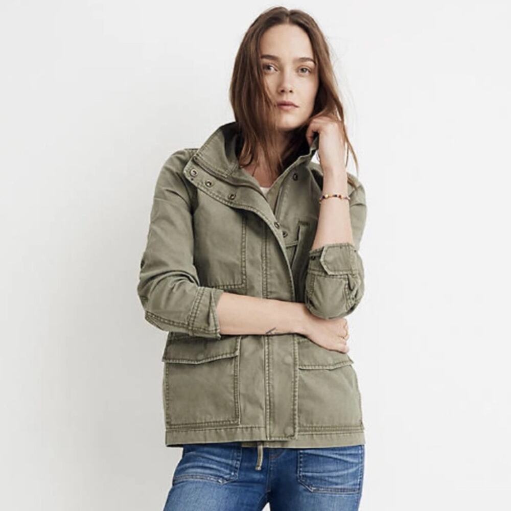 Madewell Passage Army Green Utility Jacket Full Zip Size XS